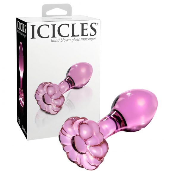 Icicles Nr. 48 - geblümter Glas-Buttplug (Pink)