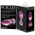 Icicles Nr. 48 - geblümter Glas-Buttplug (Pink)