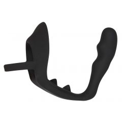   Black Velvet - Wellenförmiger Anal-Dildo mit Penis- und Hodenring (Schwarz)