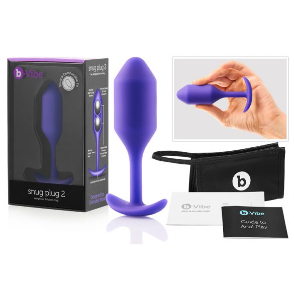 b-vibe Snug Plug 2 - doppelt kugelförmiger Anal-Dildo (114g) - lila 