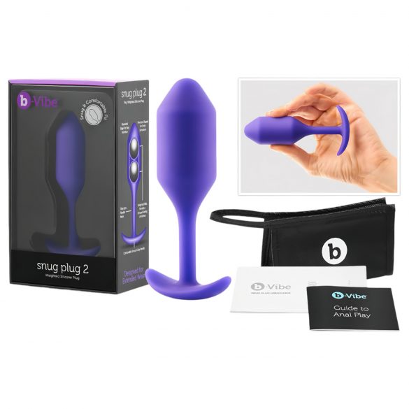 b-Vibe Snug Plug 2 - Doppelkugelanaldildo (114g) - Lila