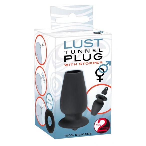 You2Toys - Lust Tunnel - hohler Analdehner Dildo mit Verschluss (schwarz) 