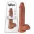 King Cock 10 mit Hoden großer Dildo (25cm) - Braun 