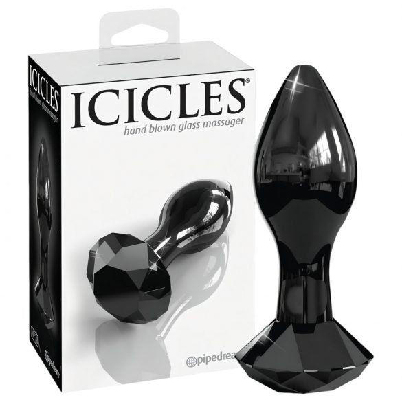 Icicles No. 78 - konischer Glas-Anal-Dildo (schwarz)