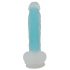 You2Toys Glow in the Dark - saugnapfbasierter, leuchtender Dildo mit Hoden (Blau) 