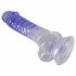 Crystal Clear - Sockel Hoden Dildo - 19,5 cm (transparent-lila) 