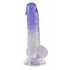 Crystal Clear - Sockel Hoden Dildo - 19,5 cm (transparent-lila) 