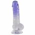 Crystal Clear - Sockel Hoden Dildo - 19,5 cm (transparent-lila) 