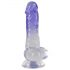 Crystal Clear - Sockel Hoden Dildo - 19,5 cm (transparent-lila) 