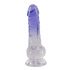 Crystal Clear - Sockel Hoden Dildo - 19,5 cm (transparent-lila) 