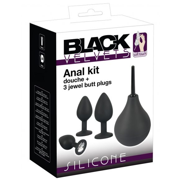 Black Velvet Analkugelset (4-teilig) - schwarz