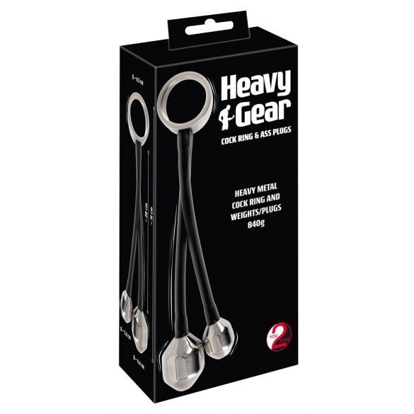 You2Toys Heavy Gear - Hodenring mit Analgewicht (Schwarz-Silber) 