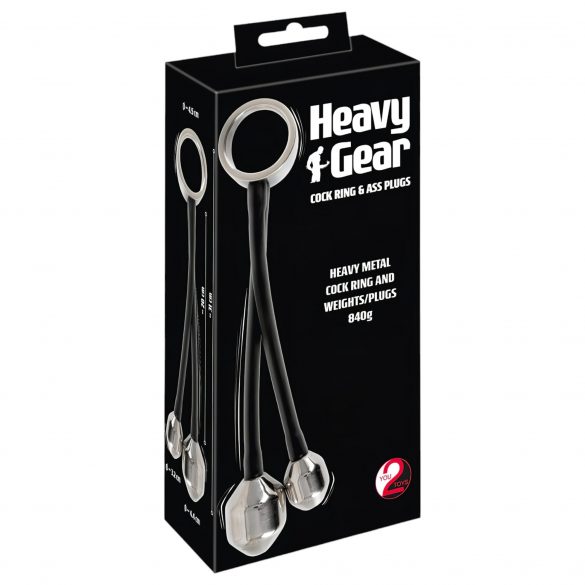 You2Toys Heavy Gear - Hodenring mit Analgewicht (Schwarz-Silber) 