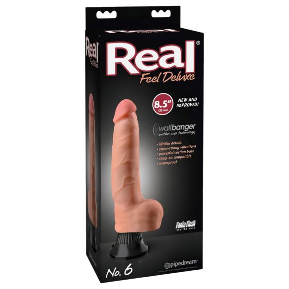 Real Feel Deluxe No.6 - Hoden, realistischer Vibrator (natur) 