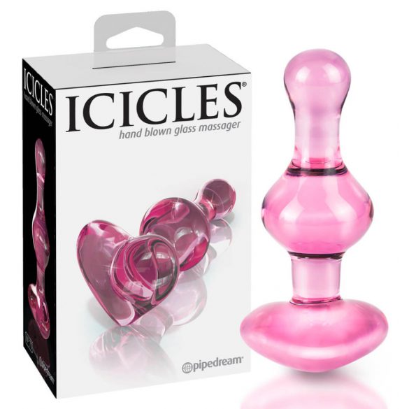 Icicles No. 75 - Anal dildo aus Glas mit Herzdesign (rosa) 