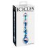 Icicles No. 08 - gewellter, doppelseitiger Glasdildo (transparent-blau)