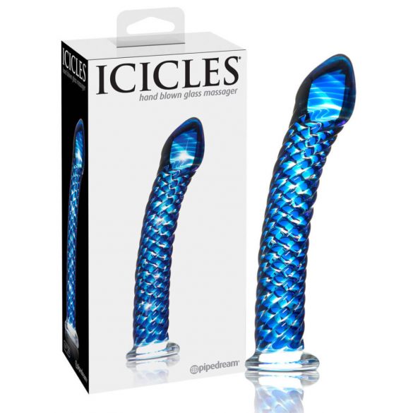 Icicles Nr. 29 - Spiralförmiger, penisförmiger Glasdildo (blau) 