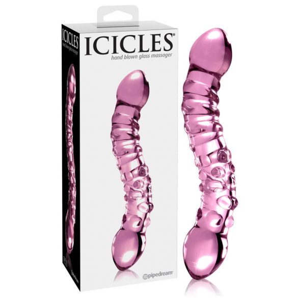 Icicles No. 55 - Zweiseitiger, G-Punkt Glasdildo (rosa) 