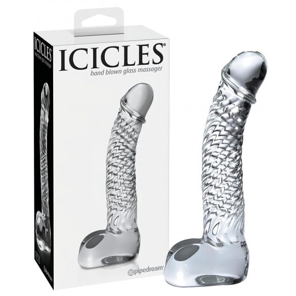 Icicles Nr. 61 - Glasdildo mit Hoden und Penis (transparent)