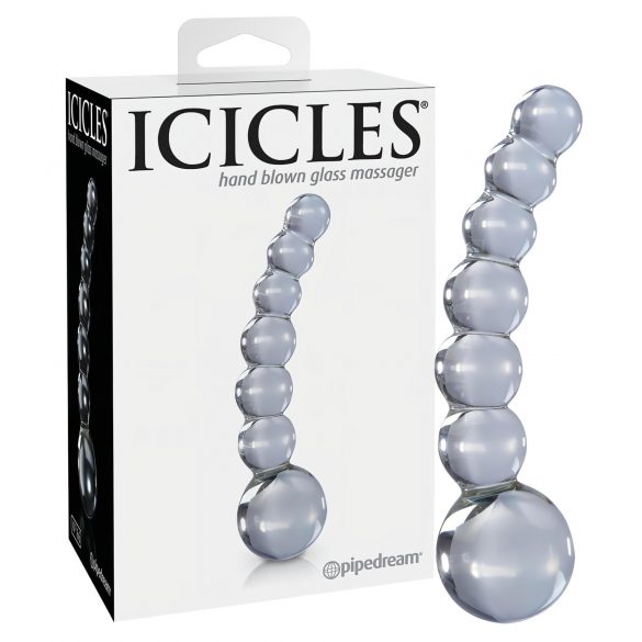 Icicles Nr. 66 - gebogene, kugelige, Glasdildo (transparent)