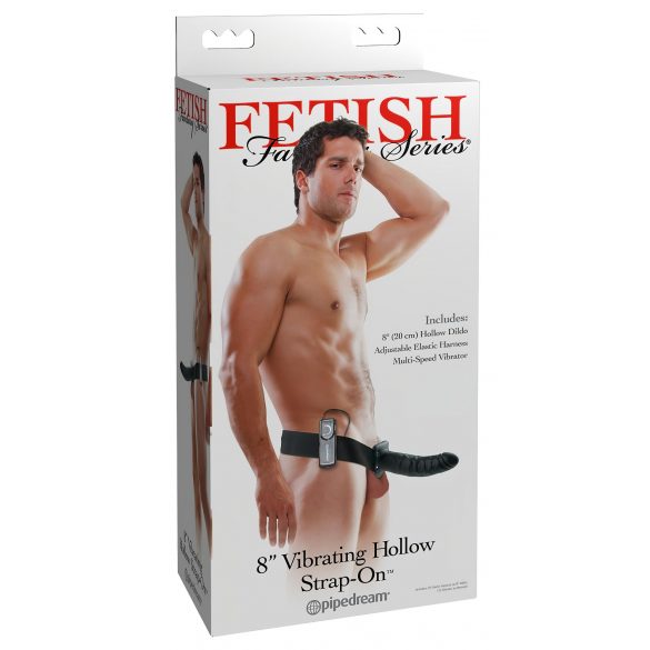 Fetisch Strap-On 8 - anlegbarer, hohler Vibrator (schwarz) 