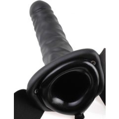 Fetisch Strap-On 8 - anlegbarer, hohler Vibrator (schwarz)