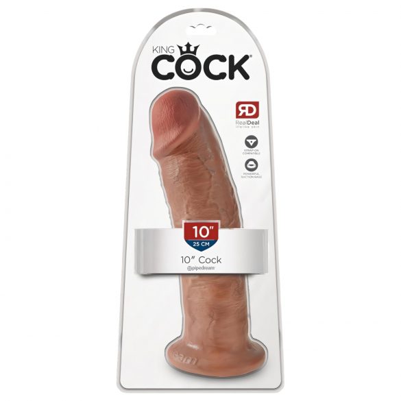 King Cock 10 - großer Dildo mit Saugnapf (25 cm) - dunkles Naturfarben