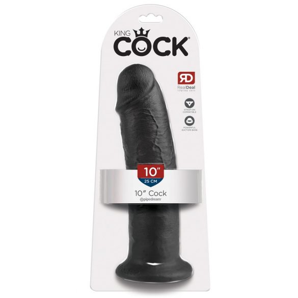 King Cock 10 - Großer Saugnapf Dildo (25cm) - Schwarz 