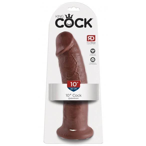 King Cock 10 - großer Haftfuß-Dildo (25 cm) - braun