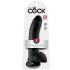 King Cock 9 - großer Saugnapf, Hoden Dildo (23cm) - schwarz 