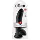 King Cock 9 - großer Dildo mit Saugnapf und Hoden (23 cm) - schwarz