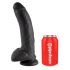 King Cock 9 - großer Saugnapf, Hoden Dildo (23cm) - schwarz 