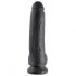 King Cock 9 - großer Saugnapf, Hoden Dildo (23cm) - schwarz 