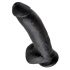 King Cock 9 - großer Saugnapf, Hoden Dildo (23cm) - schwarz 