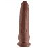 King Cock 9 - großer Saugnapf-Dildo mit Hoden (23 cm) - braun