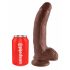 King Cock 9 - großer Klemmdildo, Hoden-Dildo (23cm) - braun 