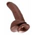 King Cock 9 - großer Saugnapf-Dildo mit Hoden (23 cm) - braun