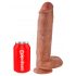 King Cock 11 - Großer Saugnapf, Hoden-Dildo (28cm) - Dunkel Natur 