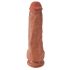 King Cock 11 - Großer Saugnapf, Hoden-Dildo (28cm) - Dunkel Natur 