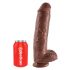 King Cock 11 - großer Dildo mit Saugnapf und Hoden (28 cm) - braun