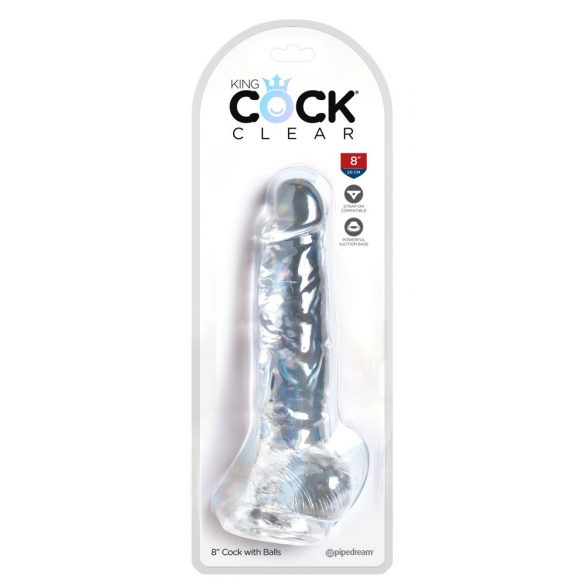 King Cock Clear 8 - Saugnapf, Hoden Dildo (20cm) 