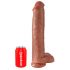 King Cock 15 - Saugnapf, mit Hoden, Riesendildo (38cm) - dunkel naturfarben