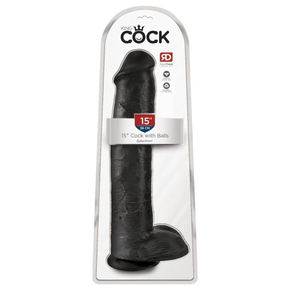 King Cock 15 - realistisch & haftend (38cm) - schwarz