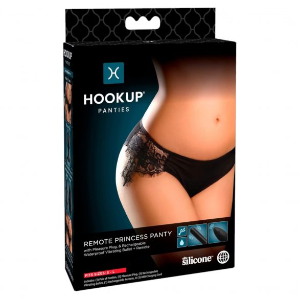 HOOKUP Prinzessin Panty - Akkubetriebenes, vibrierendes Höschen-Set (Schwarz) 