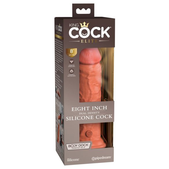 King Cock Elite 8 - Saugnapf, realistischer Dildo (20cm) - dunkles Natur 