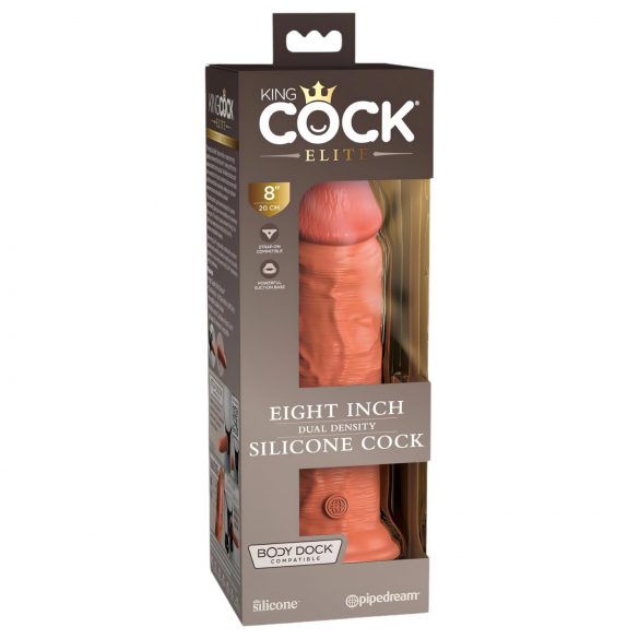 King Cock Elite 8 - Haftfuß Dildo (20cm) - dunkles Natur