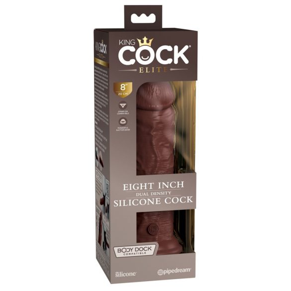 King Cock Elite 8 - Saugnapf, lebensechter Dildo (20cm) - Braun 