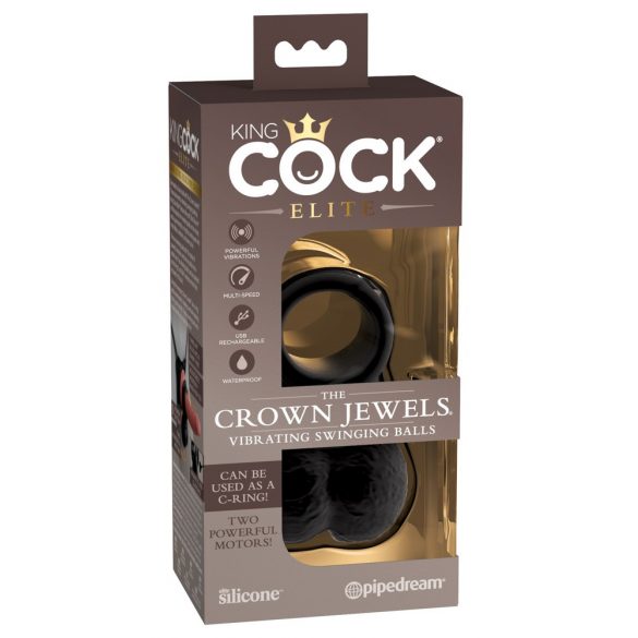 King Cock Elite Crown Jewels - Schwinghoden, vibrierender Penisring (schwarz) 