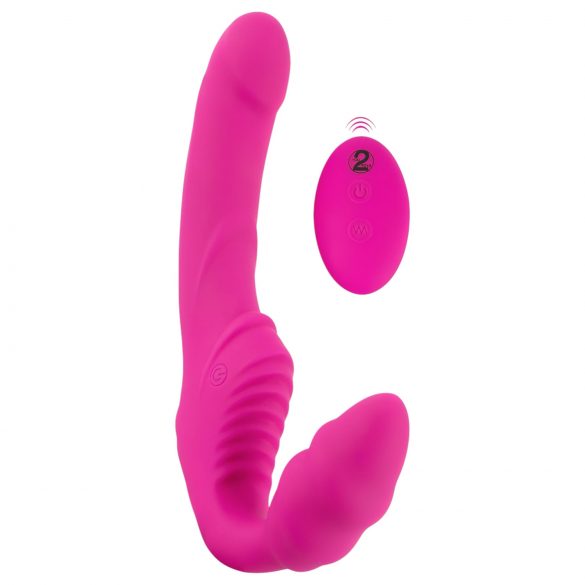 Trägerloser Strap-On - umschnallbarer Vibrator (pink)