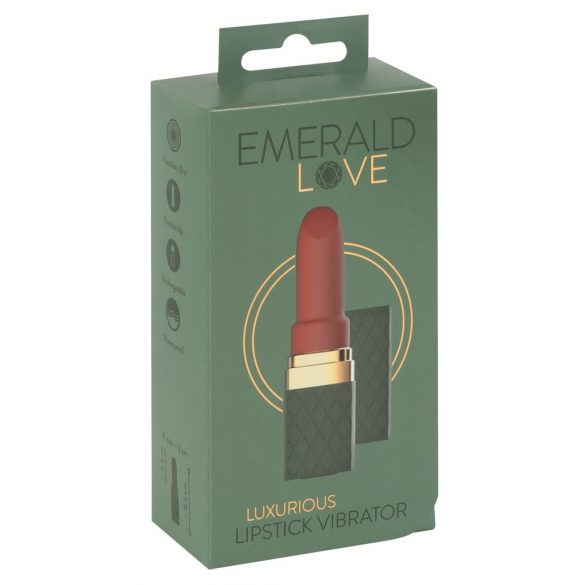 Emerald Love - wiederaufladbarer, wasserdichter Lippenstiftvibrator (grün-burgund)